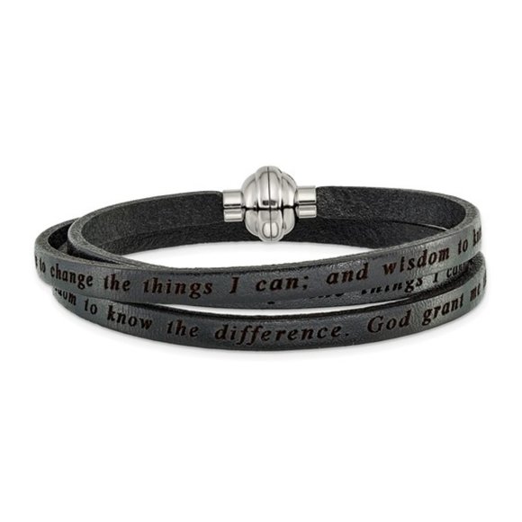 UNISEX Leather Bracelet Wrap Serenity Prayer - Picture 1 of 2